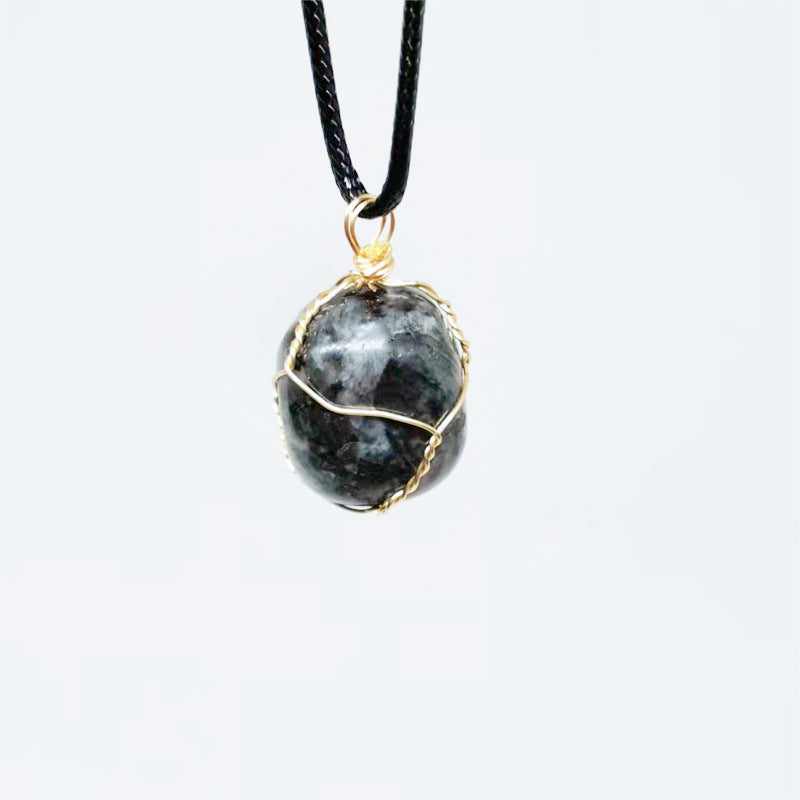 Wholesale Natural Stone Agate Wire Pendant Handmade Wire Irregular Crystal Pendant Necklaces ACC-NE-Yinhai001