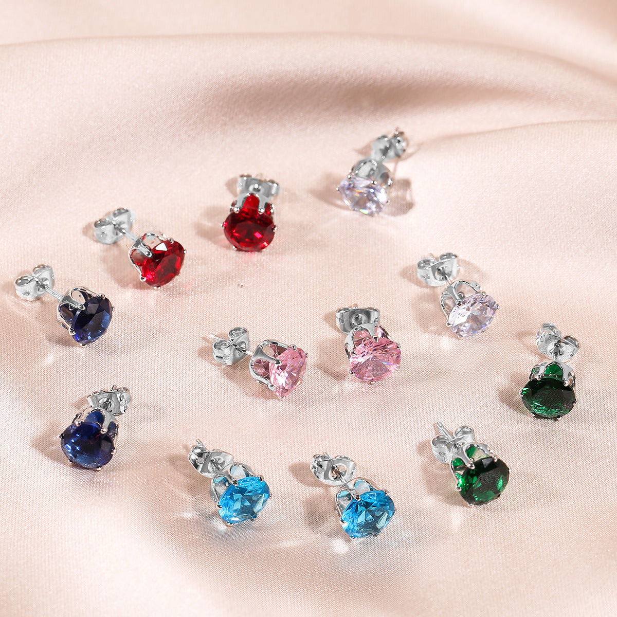 Wholesale stainless steel earrings zircon earrings suit