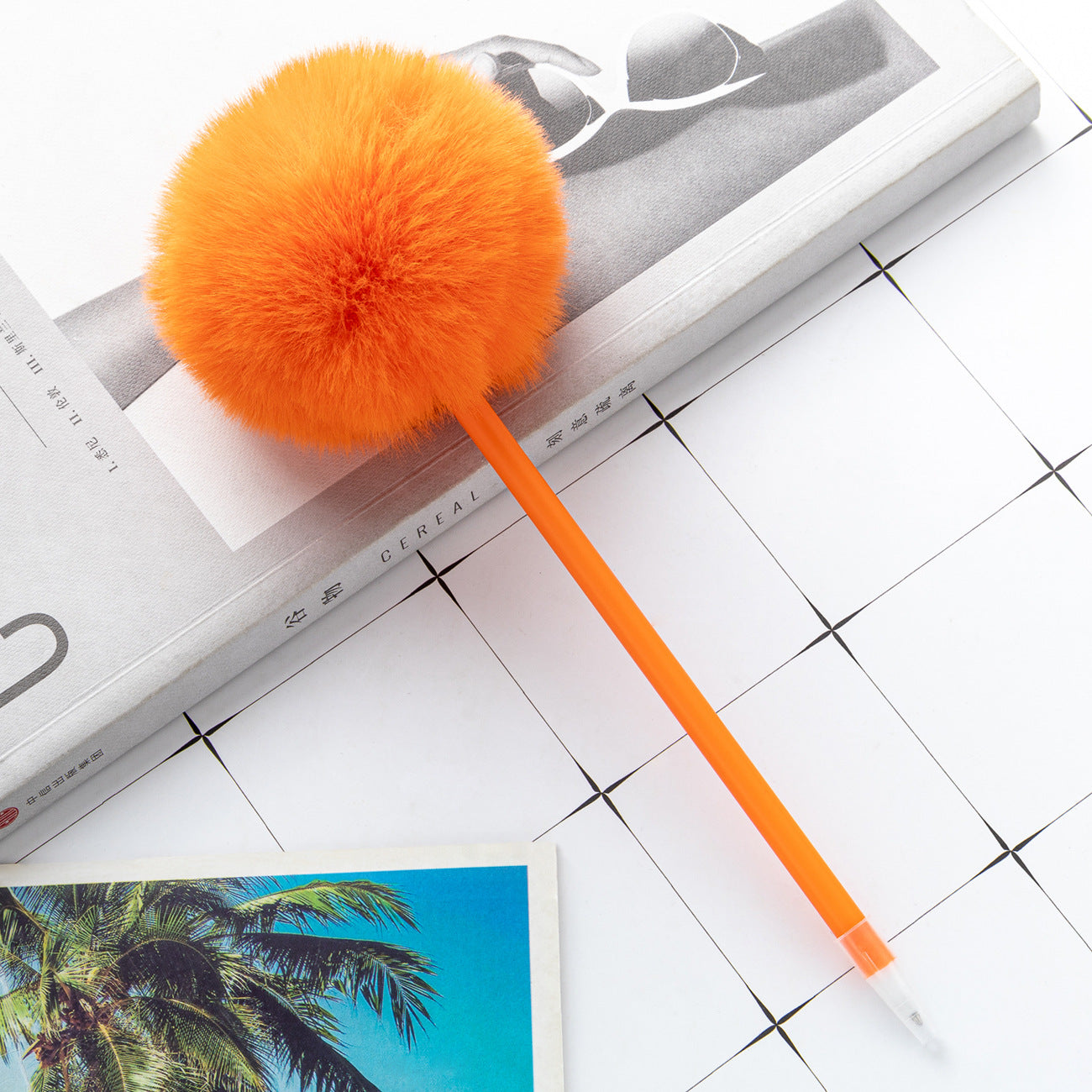 Wholesale Creative Plastic Hair Ball Pen Cartoon Cute ACC-PN-HuaHao009