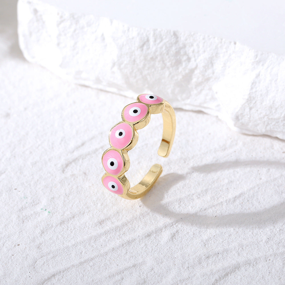 Wholesale Alloy Plated Evil Eye Open Ring Geometric Retro Design Fashion Jewelry Accessory For Everyday Wear