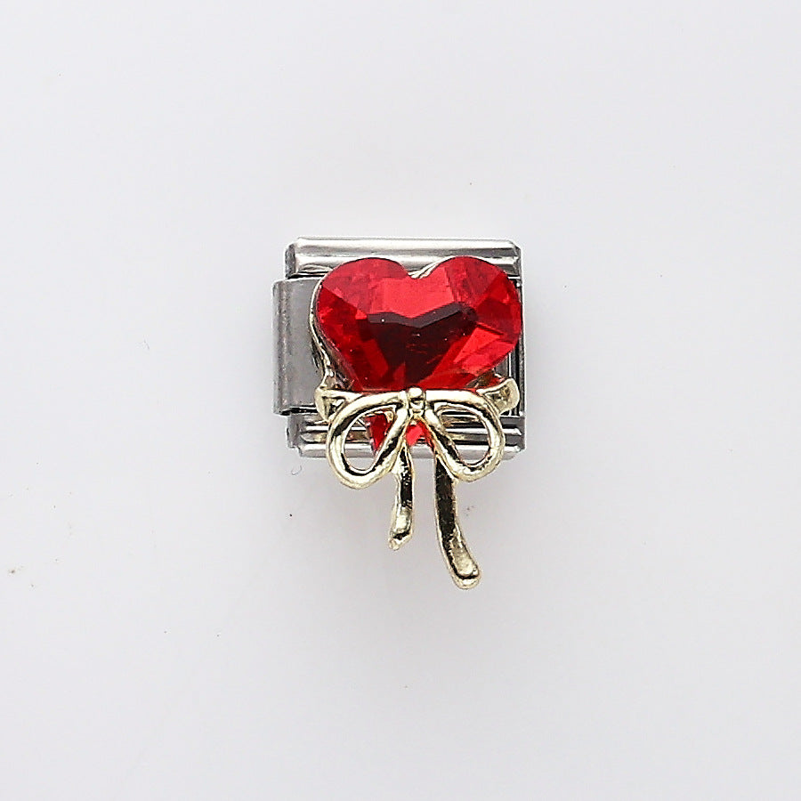 Wholesale 10pcs Italian Charm Bracelet 9mm DIY Splicing Flower Croissant Stainless Steel Composable Bracelet