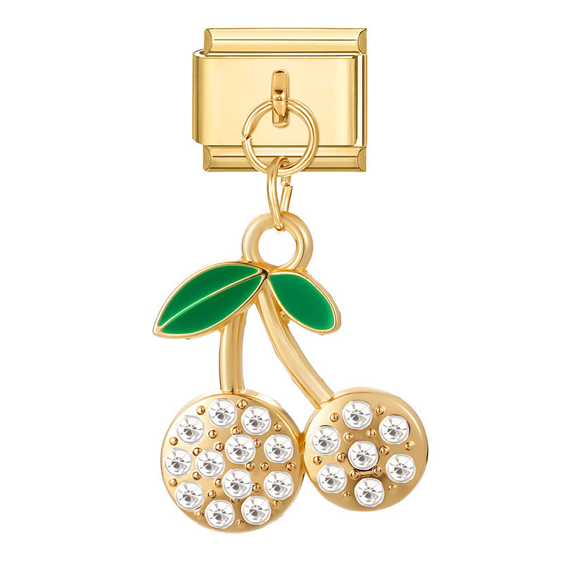 Wholesale Italian Charm Bracelet 9mm DIY Splicing Cherry Series Stainless Steel Composable Bracelet