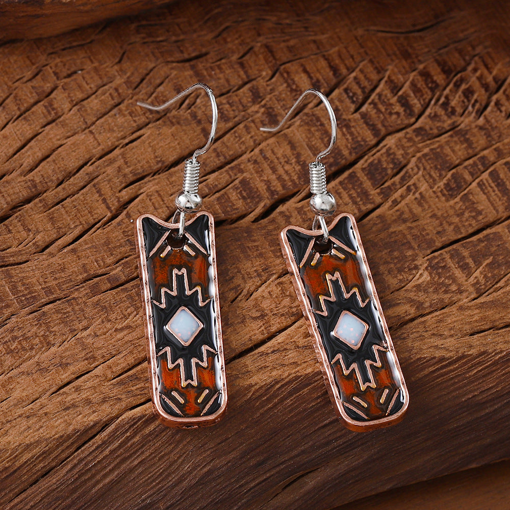 Wholesale  Retro Ethnic Irregular Pattern Earrings