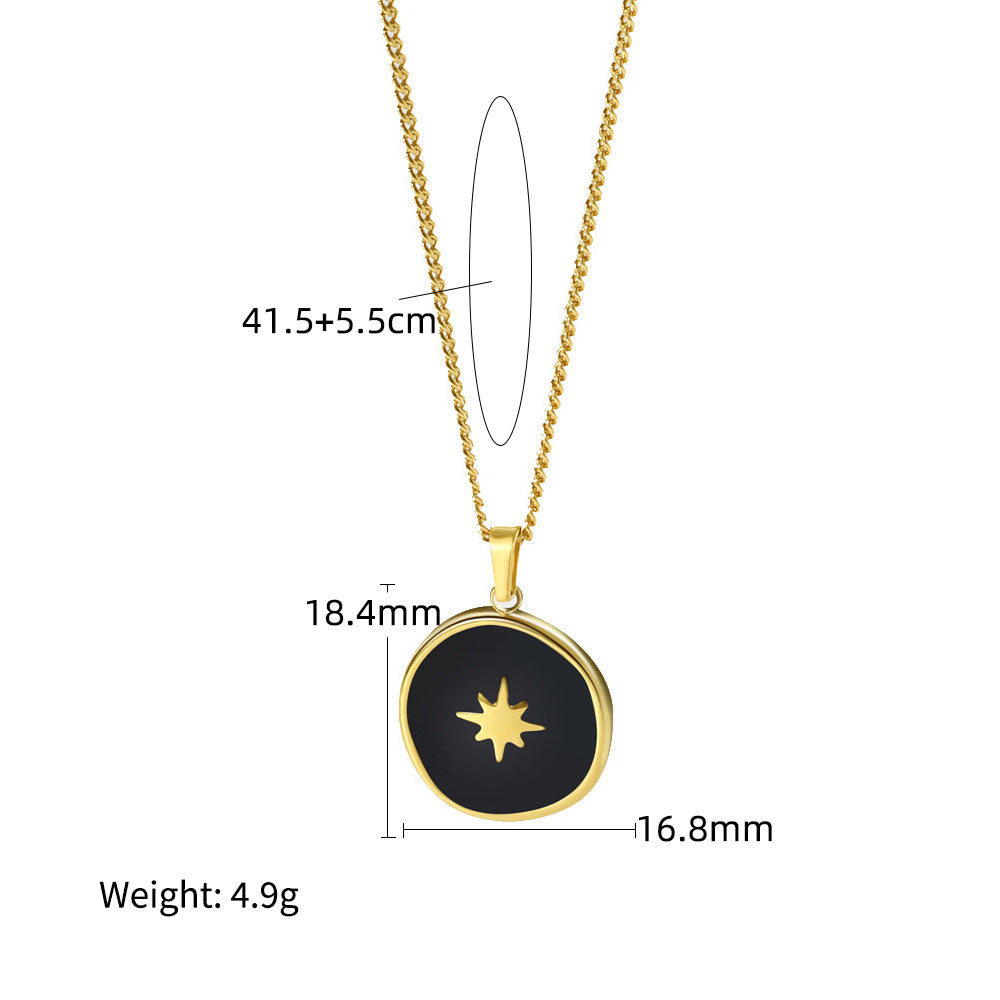 Wholesale  oil dripping necklace moon pattern titanium steel gold-plated necklace