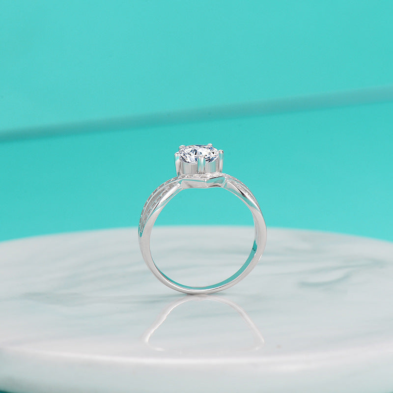 Wholesale S925 Sterling Silver Moissanite Cross Crown Rings ACC-RS-ZYX006