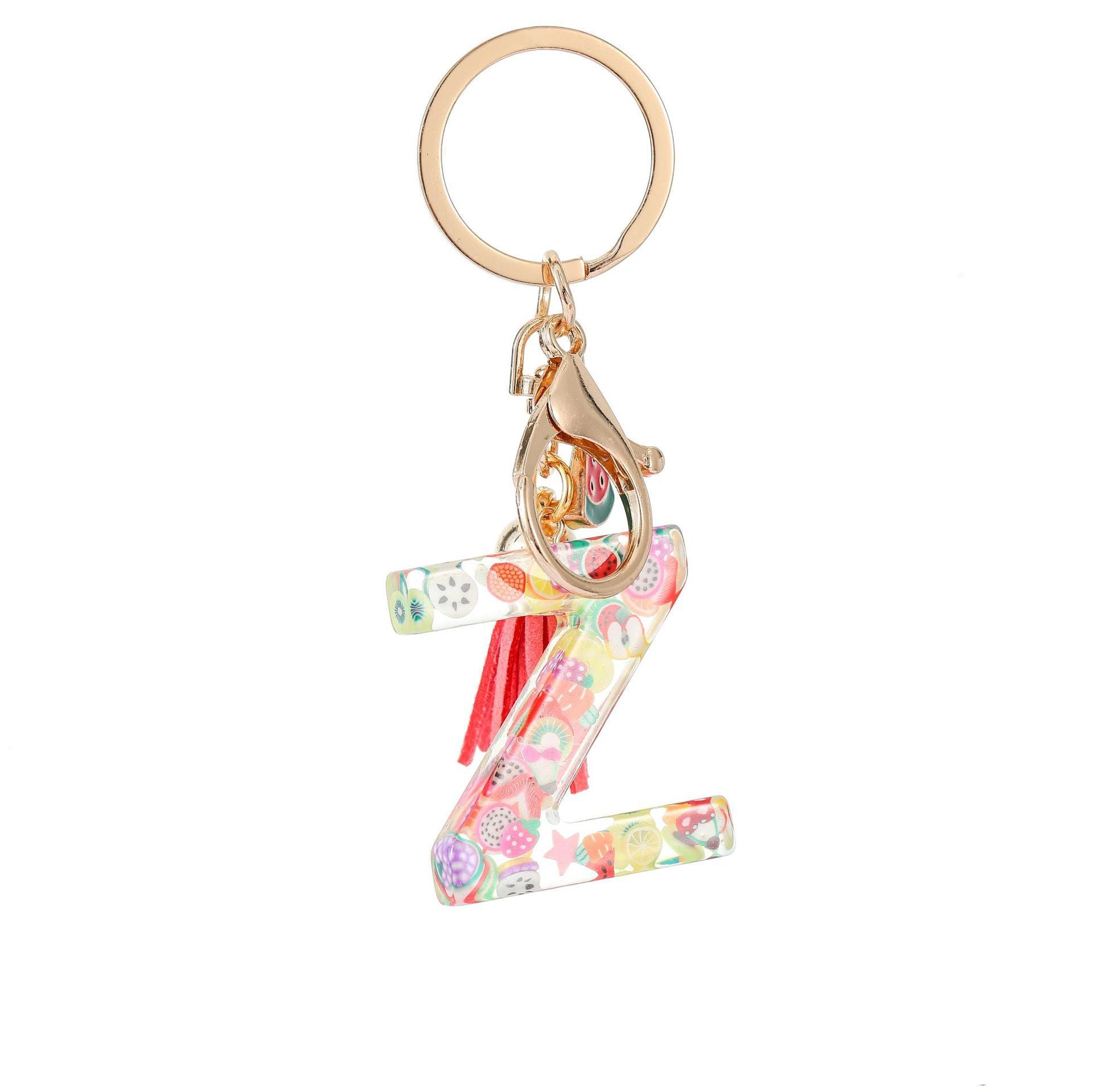 Wholesale Fruit resin letter keychain