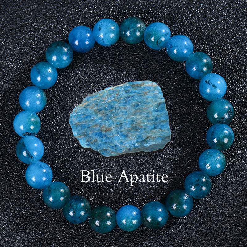 Wholesale Natural Stone Apatite Sunstone Elastic Bracelet Handmade Round Bead Jewelry Accessory Unisex Casual Gift Boutique Resale