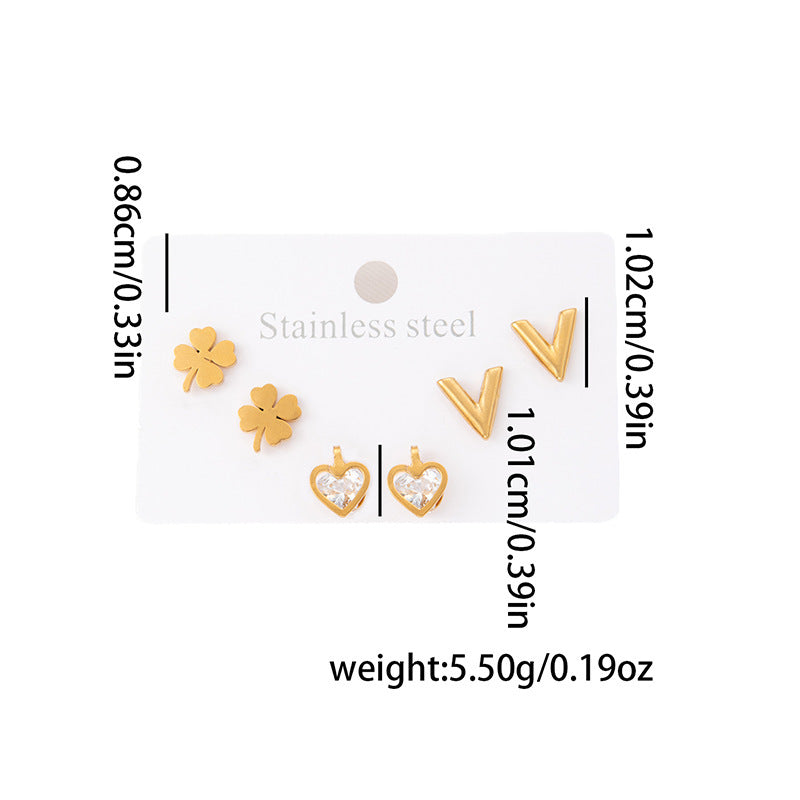 Wholesale Stylish Titanium Steel Love Earrings Set Fashion Jewelry for Party Wear