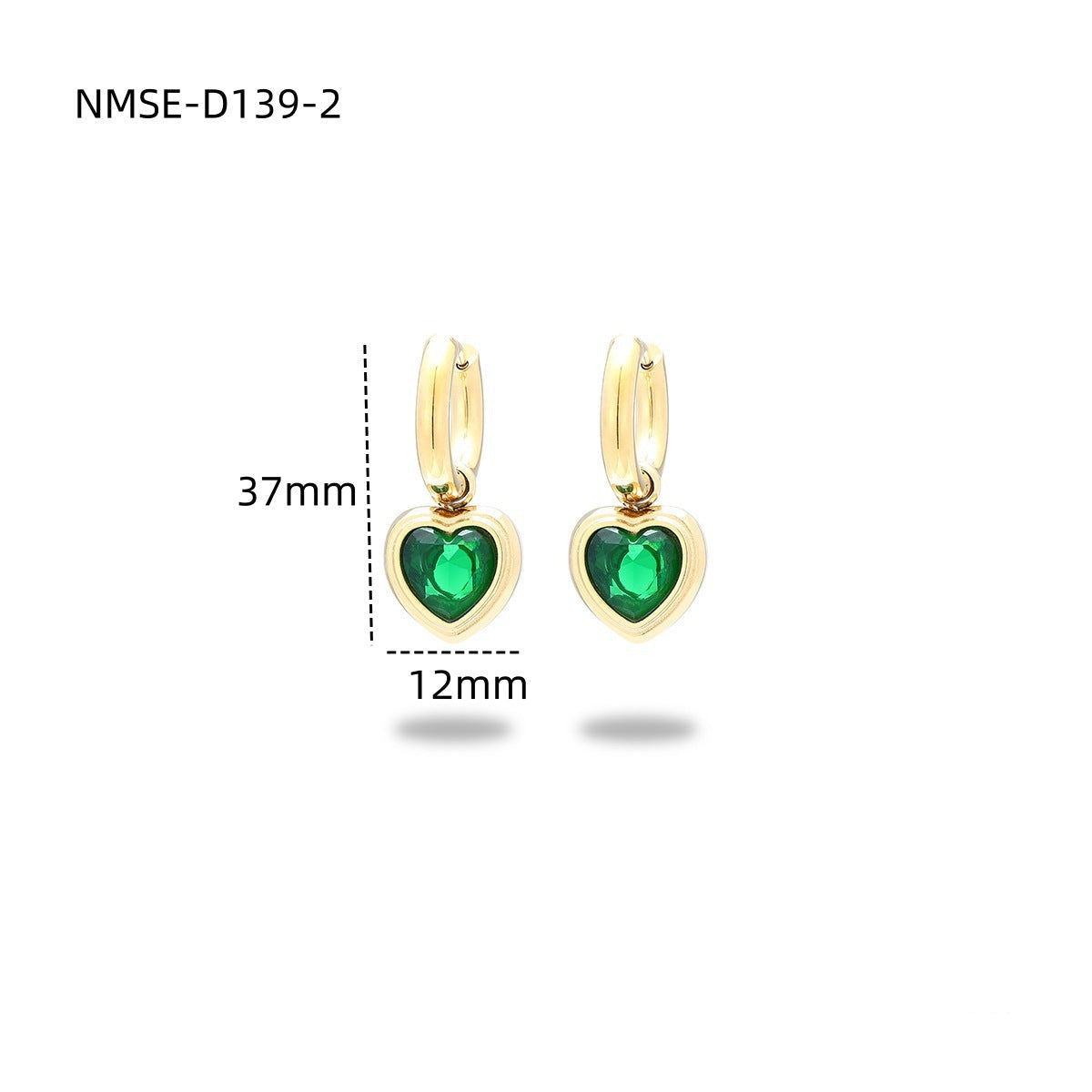 Wholesale  love  light luxury inlaid colored diamond 18K gold stainless steel earrings