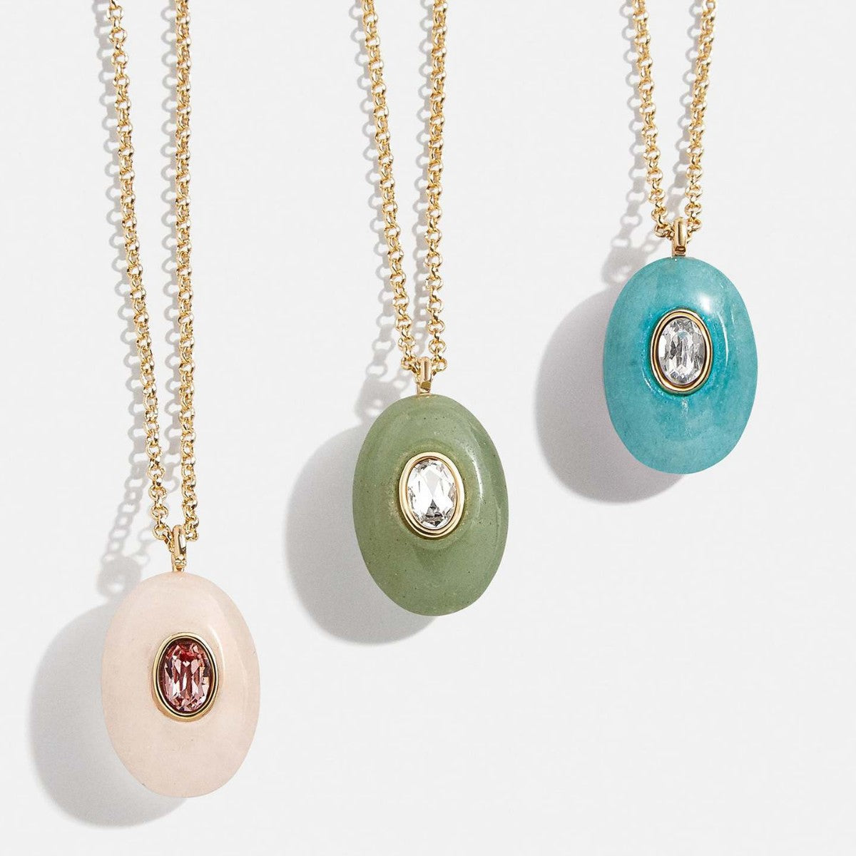 Wholesale Stainless steel natural stone oval necklace