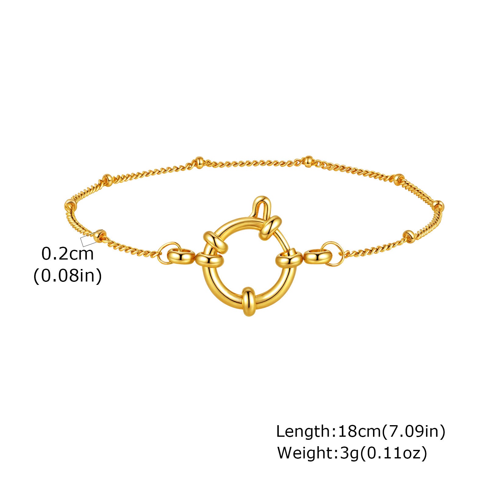 Wholesale Gold Tone Stainless Steel Twisted Chain Beaded Bracelet Stylish Fashion Jewelry Accessory For Women