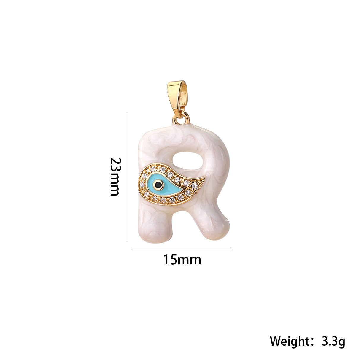 Wholesale Evil Eye Letter Pendant 16K Gold Plated Copper With Zircon Fashion Decorative Accessory DIY Jewelry Charm Boutique Gift Resale