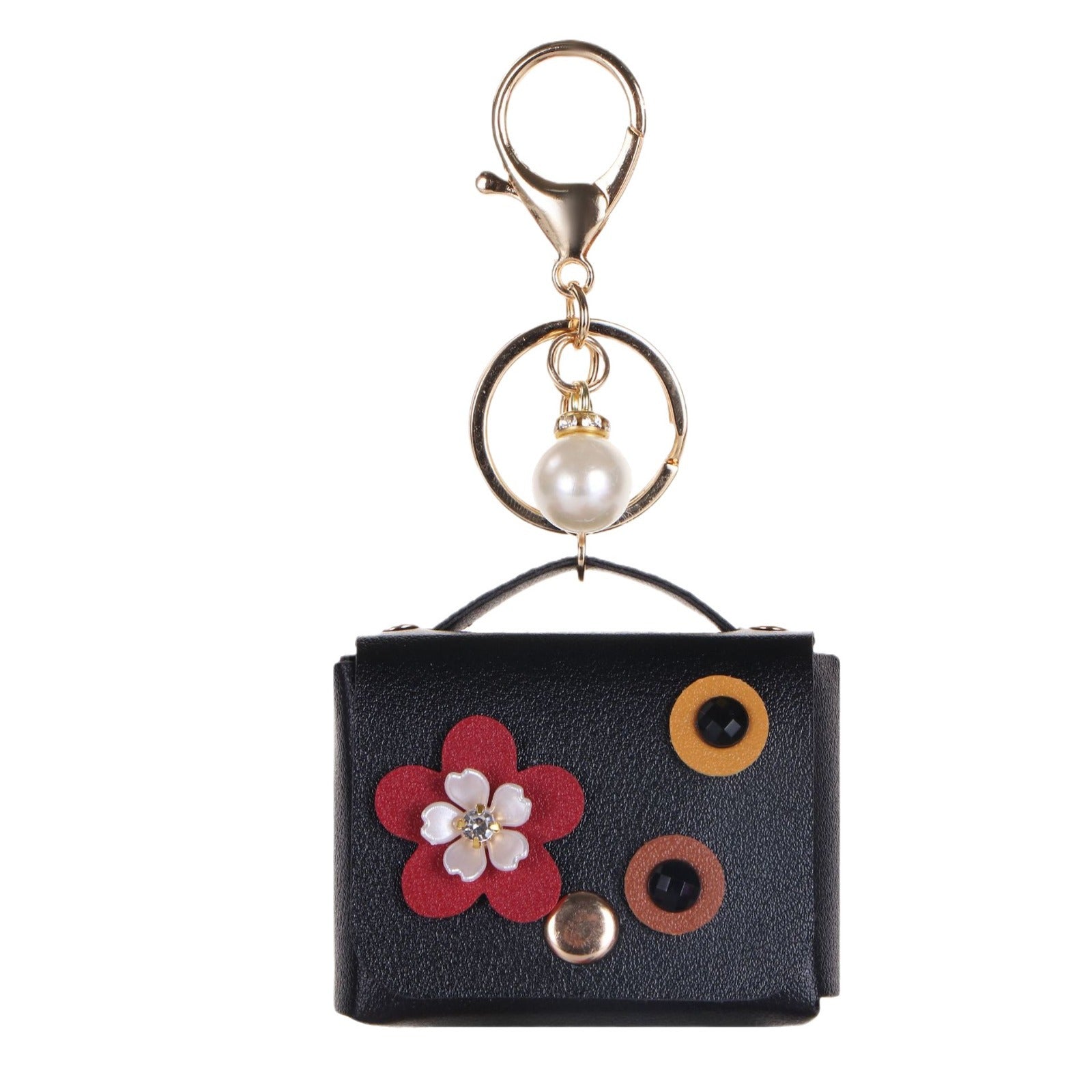 Wholesale  Leather Headphone Bag Shell Flower Diamond Pearl Bag Keychain