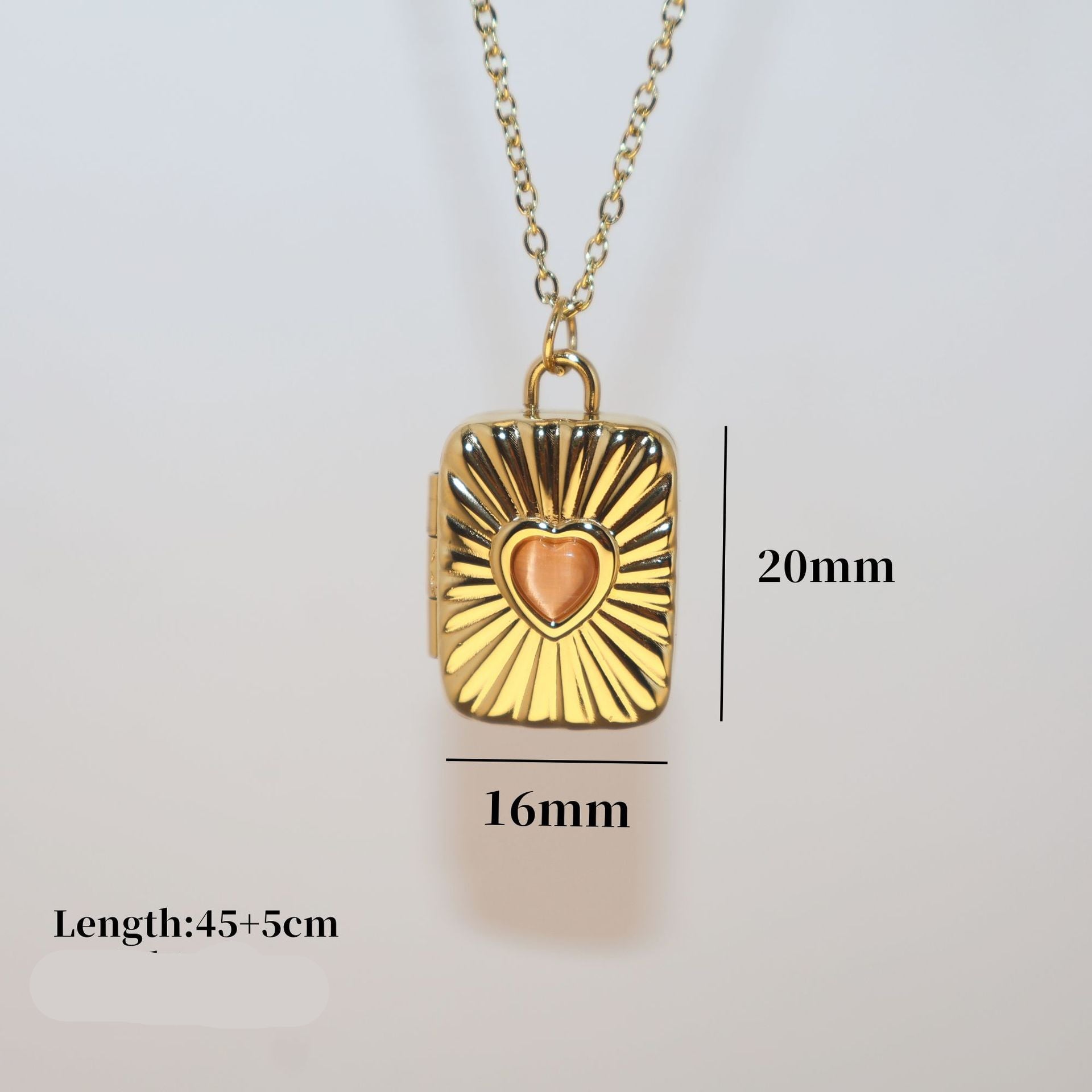 Wholesale Stainless steel  heart line cat's eye stone magnetic photo box pendant necklace