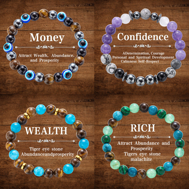 Wholesale  Tiger Eye Stone Devil's Eye Elastic Stone Bracelet