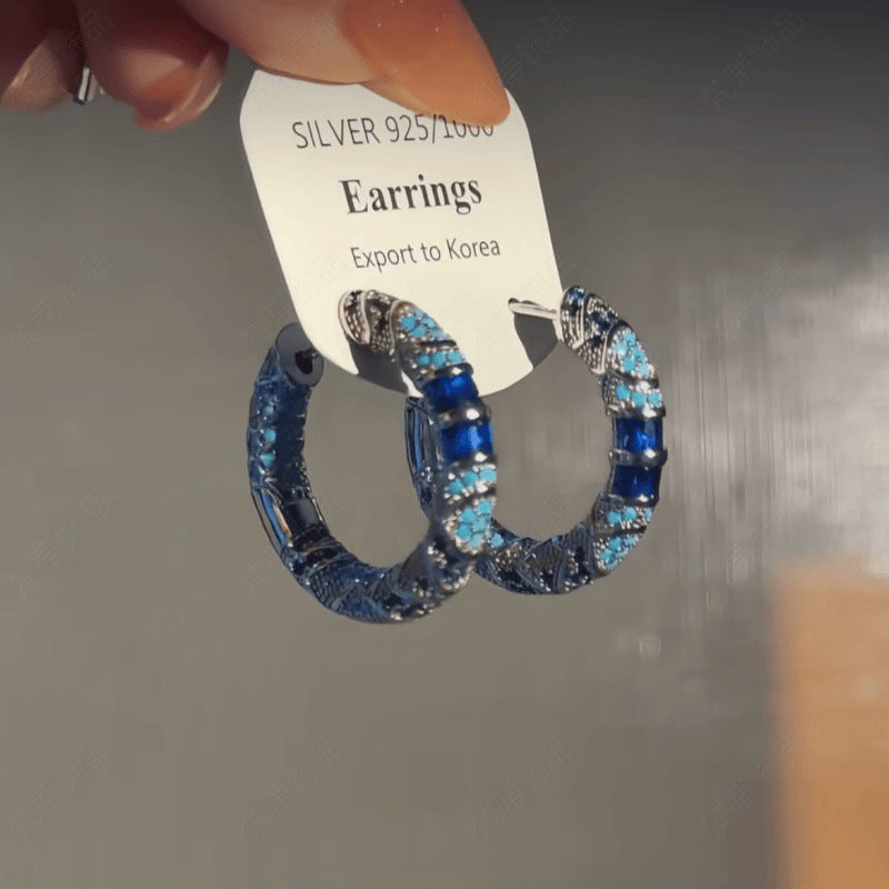 Wholesale Bohemian Blue Enamel Ear Ring  Earrings