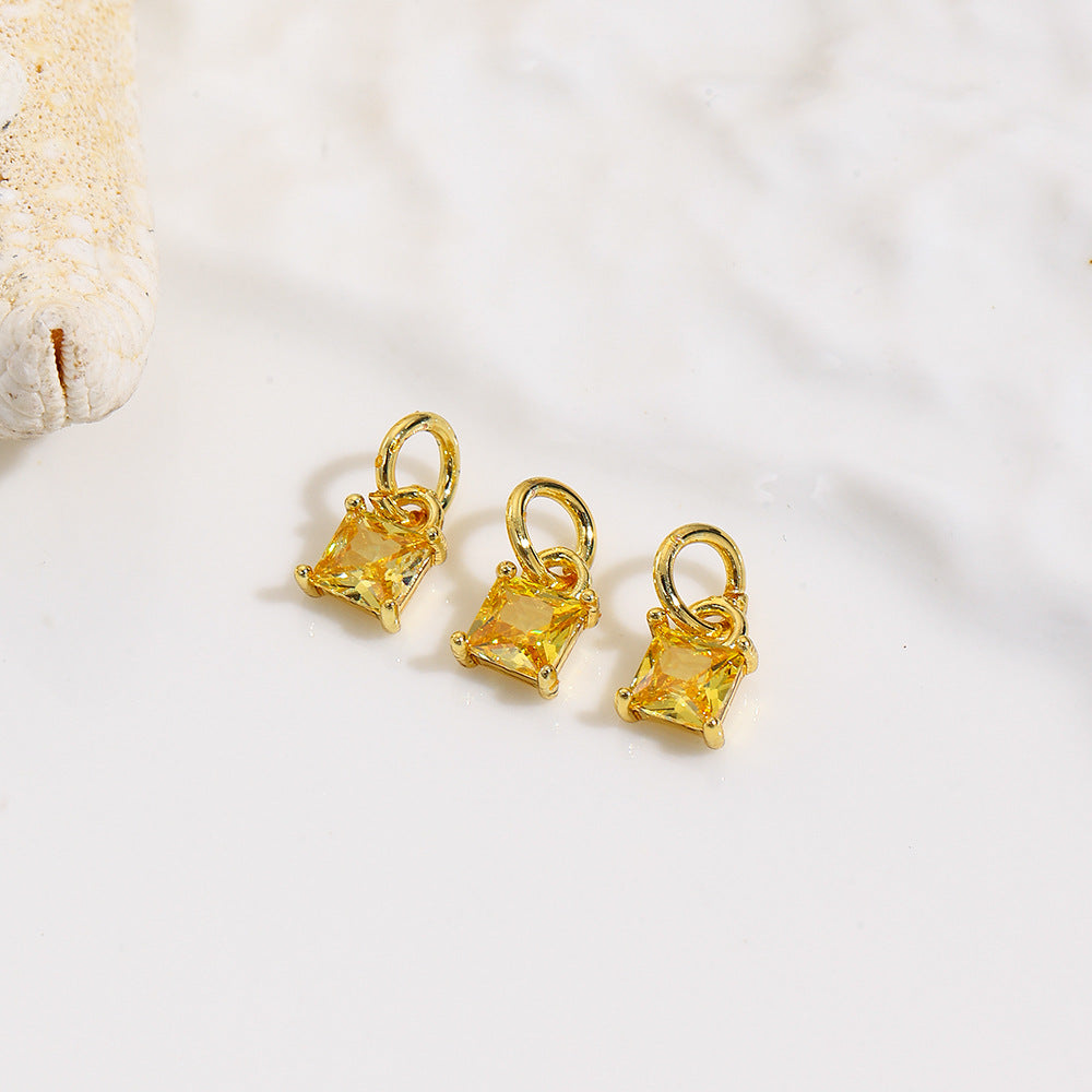 Wholesale Geometric square colored zircon small pendant