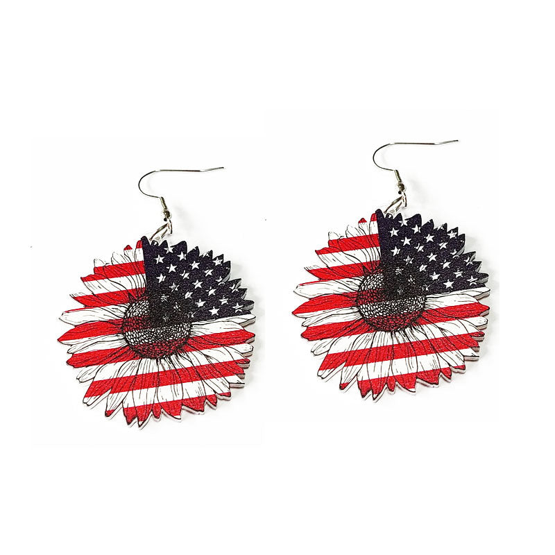 Wholesale American Independence Day Butterfly Sunflower Acrylic Earrings ACC-ES-YiYuan004