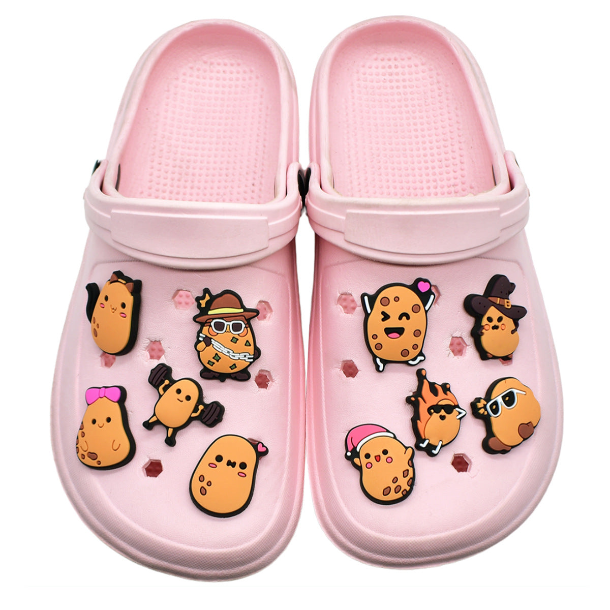 Wholesale Random 100pcs Cute cartoon potato-shaped  PVC Soft Rubber Shoe Buckle Decoration
