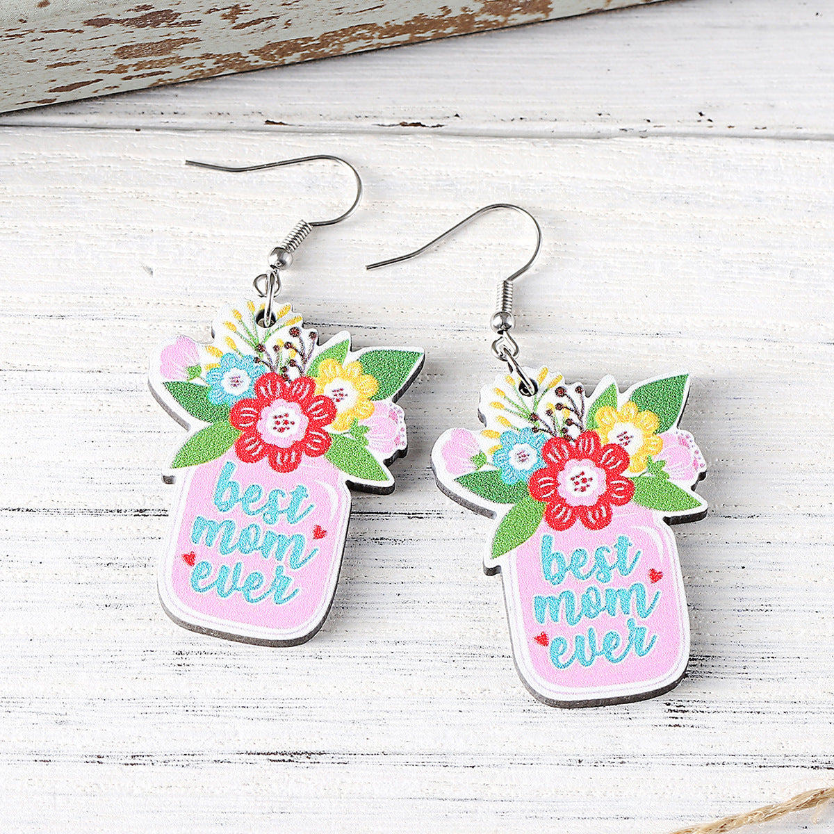 Wholesale  MOM flower love bouquet pendant earrings
