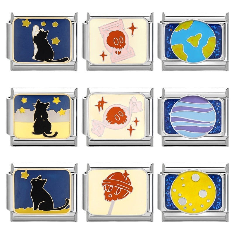 Wholesale Italian Beaded Bracelet 9mm DIY Splicing Removable Cat Candy Planet Series Titanium Steel Combinable Bracelet