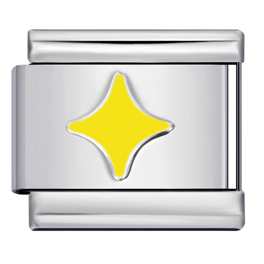 Wholesale Italian Charm Bracelet 9mm DIY Colorful Oil Dripping Heart    Creative Stainless Steel Composable Bracelet