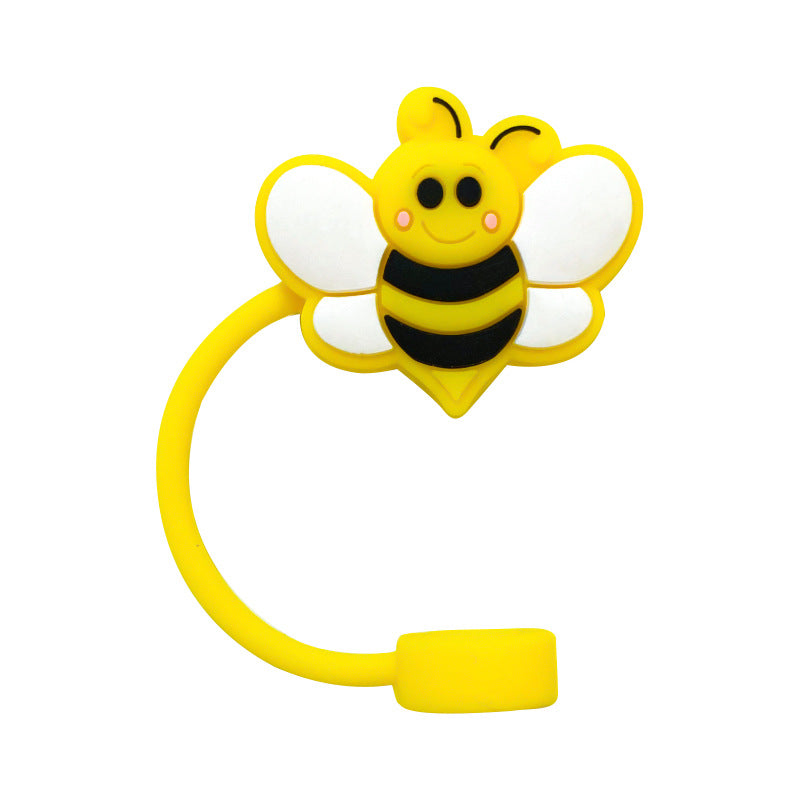 Wholesale 10pcs Bee Silicone Straw Stopper Straw Tube Cap 10mm Straw Decoration Straw Cover ACC-SCR-WDX001