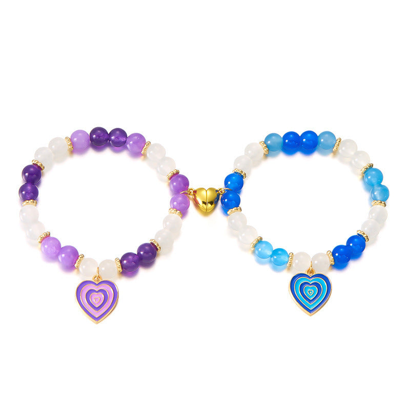 Wholesale  Hollow Love Beaded  Oil Dropping Heart-shaped Bracelet