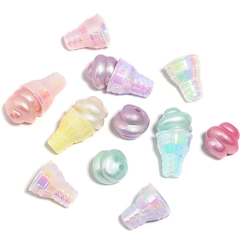 Wholesale 100pcs Cream Twist Beads Colorful Ice Cream Cone Beaded DIY Accessories ACC-BDS-BLG117