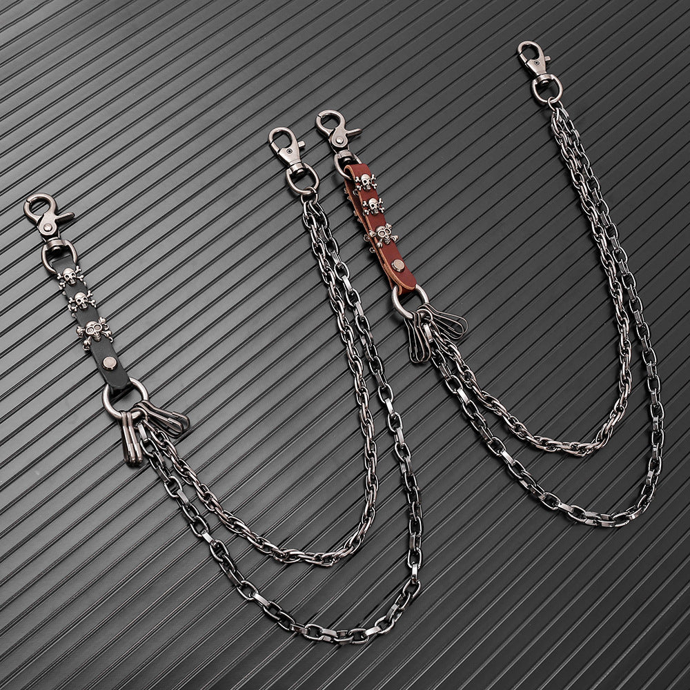 Wholesale Metal punk skull waist chain