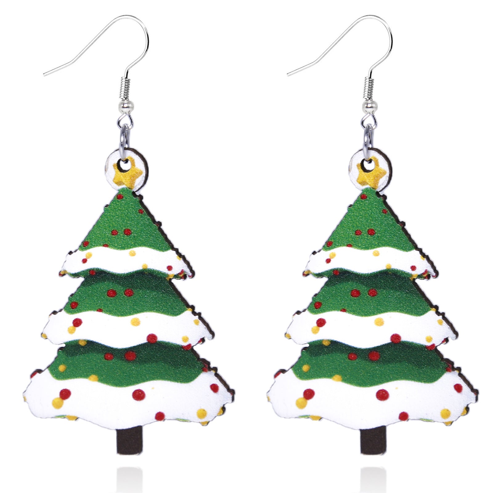 Wholesale Christmas Wooden Earrings Christmas Tree Santa Claus Green-Haired Monster Earrings