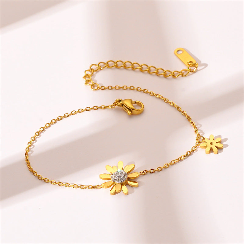 Wholesale Titanium Steel Daisy Bracelet Gold Stainless Steel Bracelets  ACC-BT-Chengy002