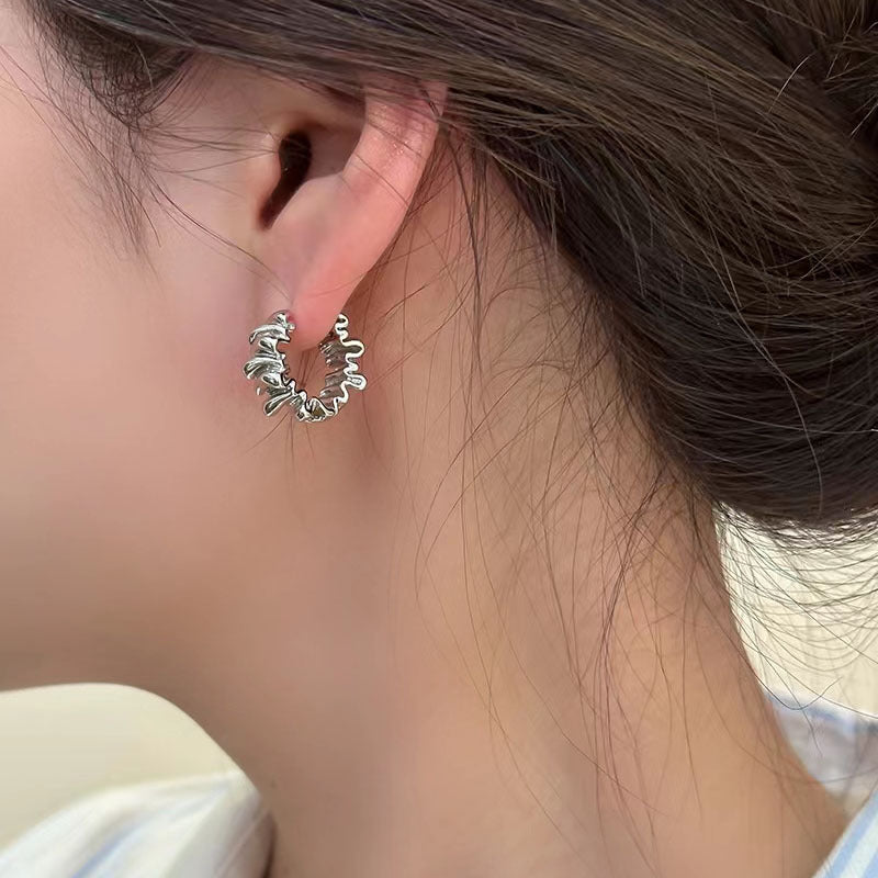 Wholesale Irregular Folds Metal Earrings ACC-ES-MiYe005