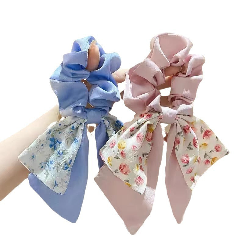 Wholesale Floral Bow Ribbon Hair Band Hair Scrunchies ACC-HS-Geyi001