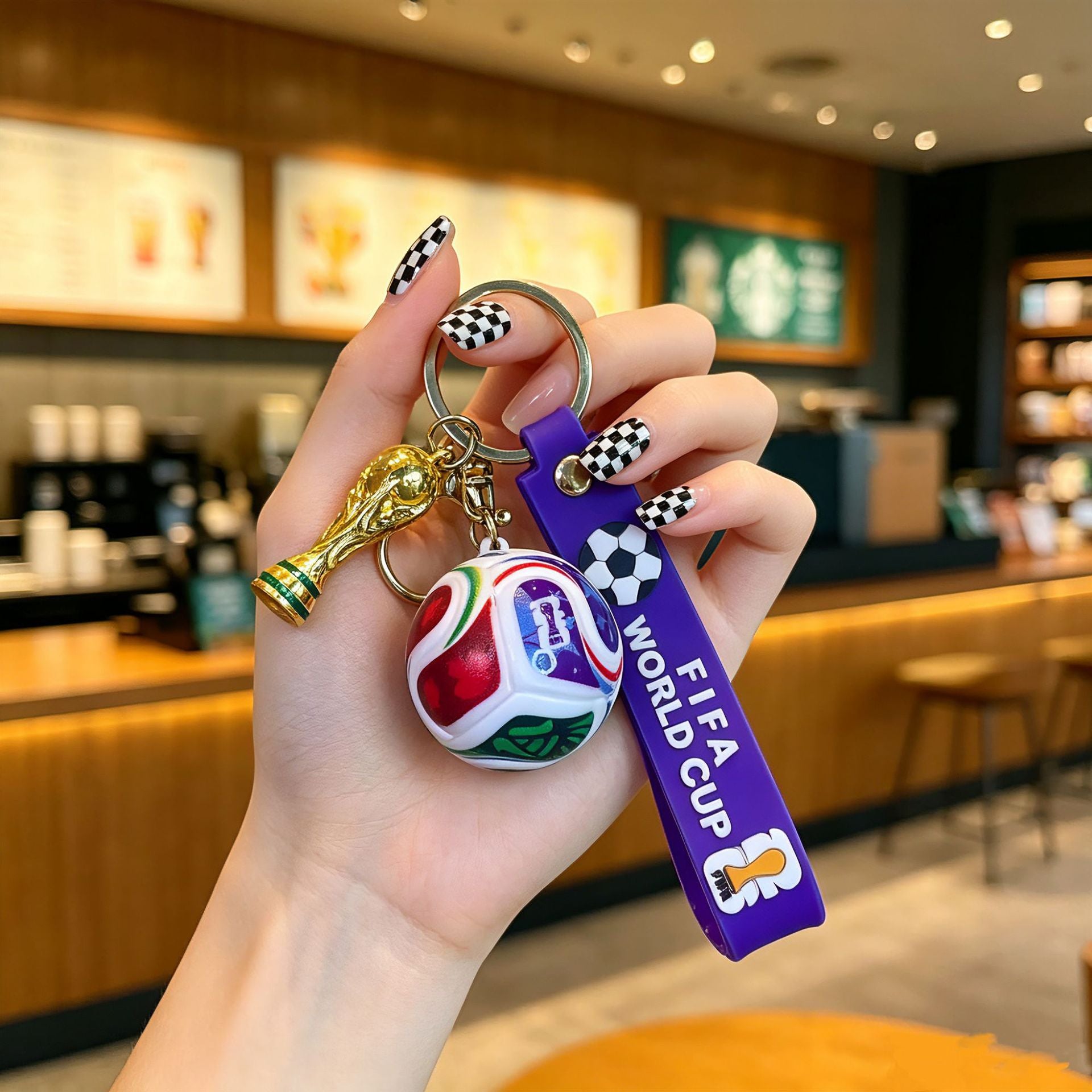 Wholesale PVC World Cup Soccer Keychain Cartoon Bag Charm Car Key Accessory