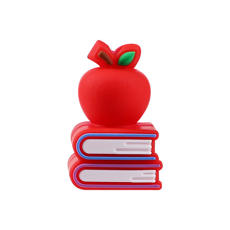 Wholesale 20pcs Apple Book Silicone 3D Focal Beads DIY Bead Accessories ACC-BDS-RongFa051