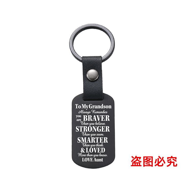 Wholesale Family Gifts Grandchildren Metal Leather Keychains ACC-KC-GangGu025