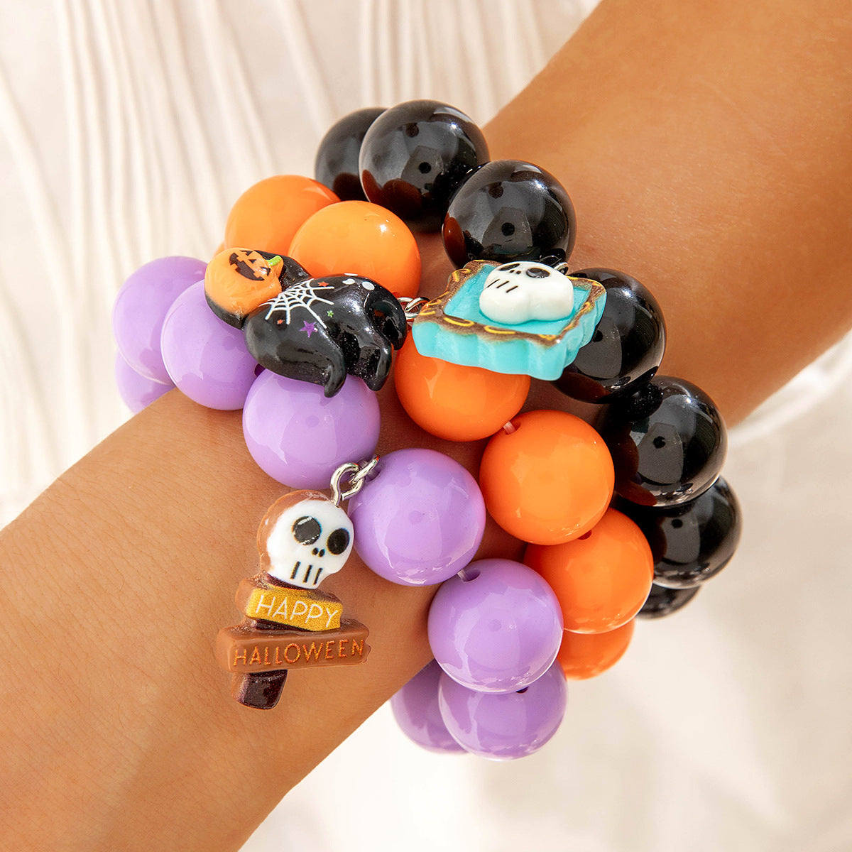 Wholesale  Funny Skull Rice Bead Bracelet Set