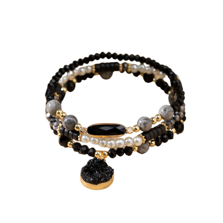 Wholesale Black glittery rice beads resin stacking polymer clay bracelet