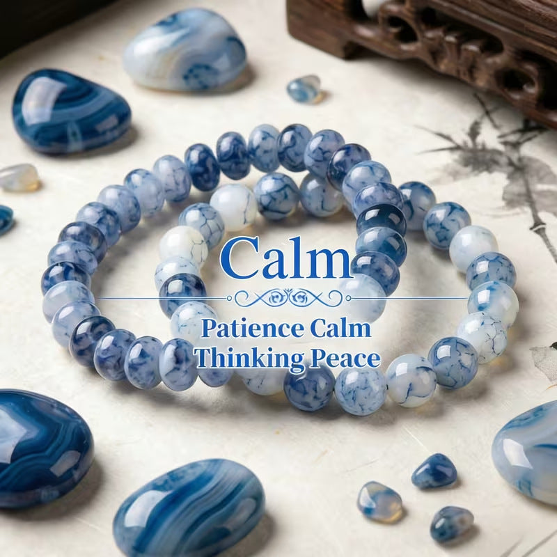 Wholesale Water Flow Blue Dot Stone Glass Bead Bracelet Fashion Accessory Gift Boutique Resale