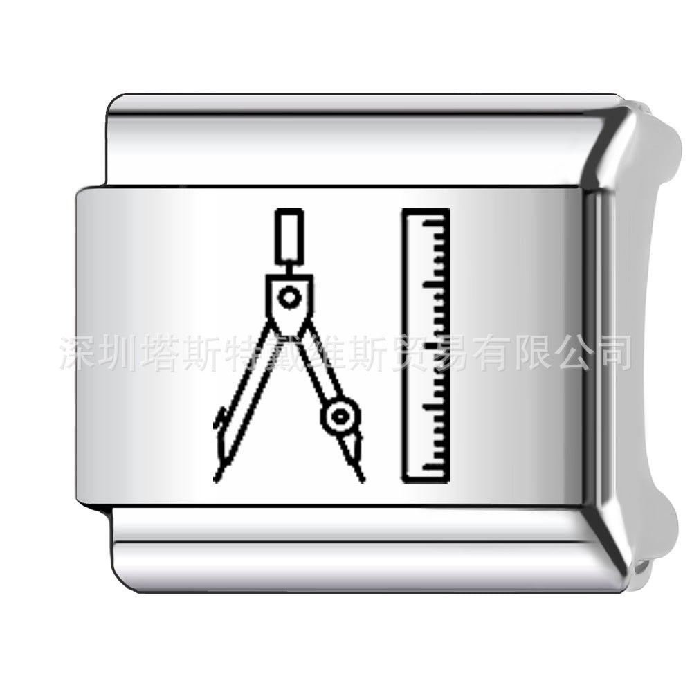 Wholesale 9mm Italian Charm Starter Bracelets DIY square Single Section Creative Stainless Steel Composable Bracelet