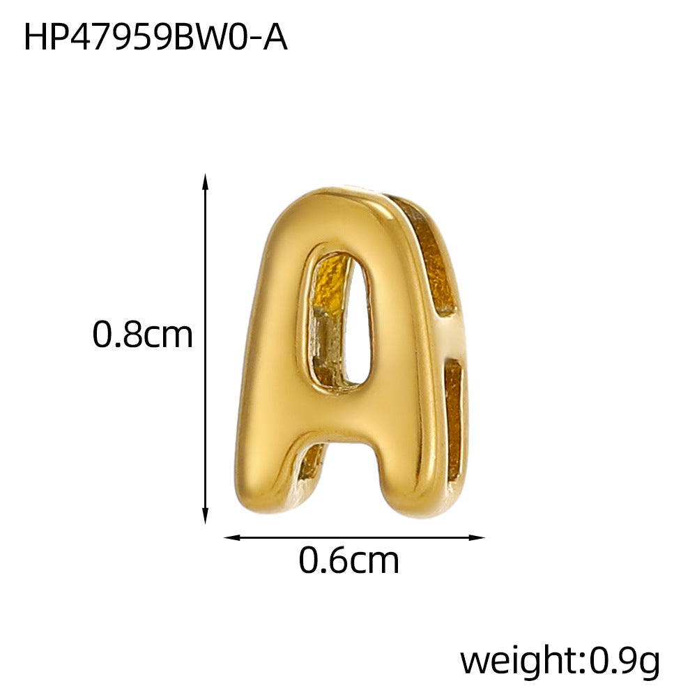 Wholesale Hollow small letters stainless steel plated 18K gold mini pendant