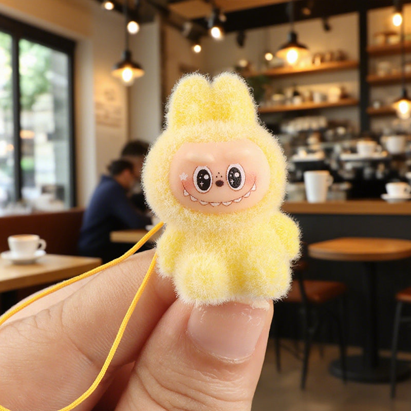 Wholesale 10pcs flocking cute cartoon keychain mobile phone chain