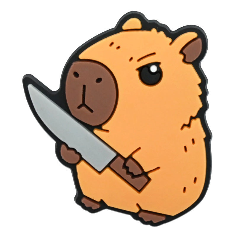 Wholesale   Random 100pcs Cute capybara PVC Soft Rubber Shoe Buckle Decoration