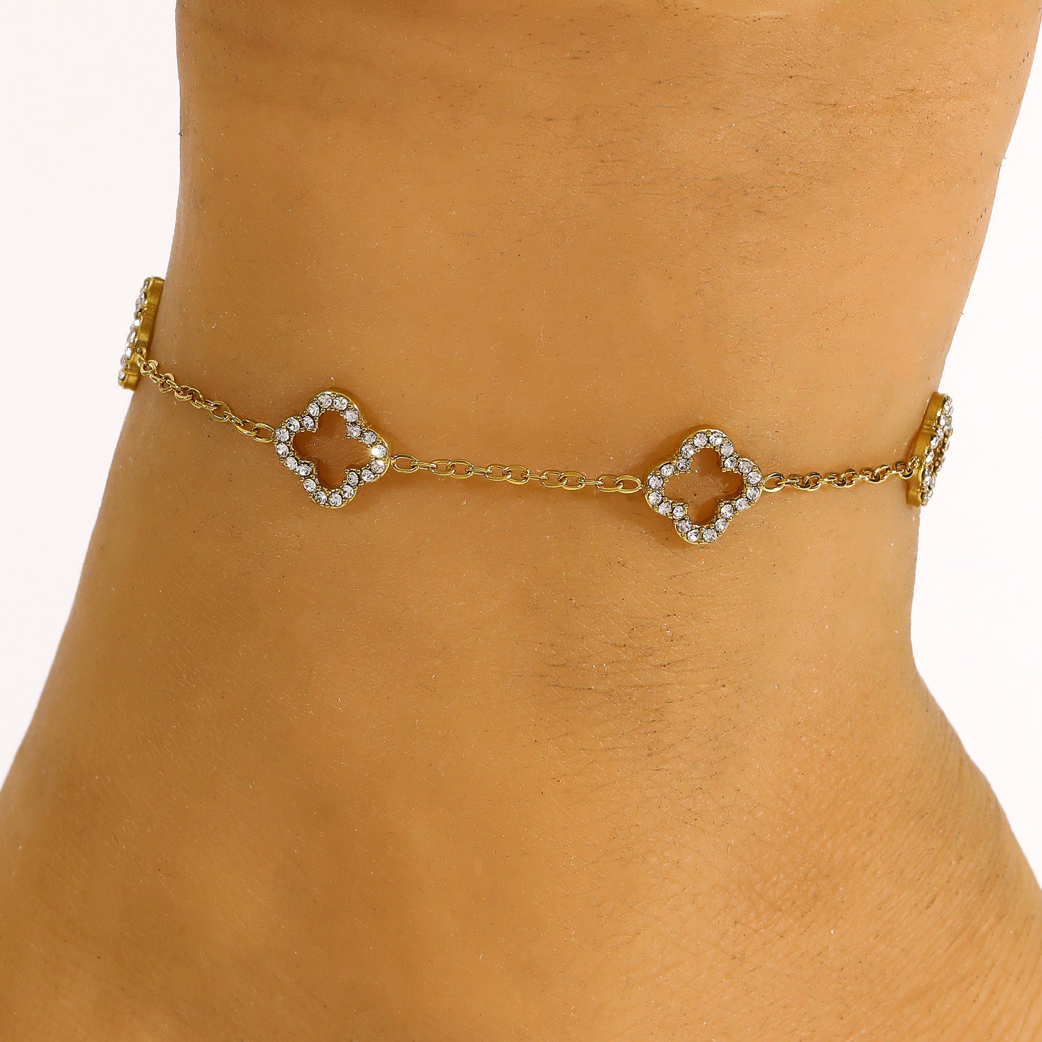 Wholesale Four Leaf Flower Anklet Stainless Steel Adjustable Women S Vacation Jewelry Accessory