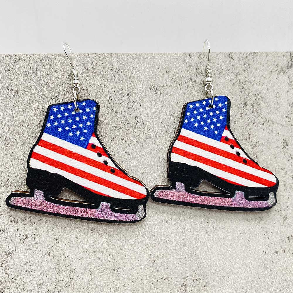 Wholesale  American Independence Day earrings hat boots wooden earrings