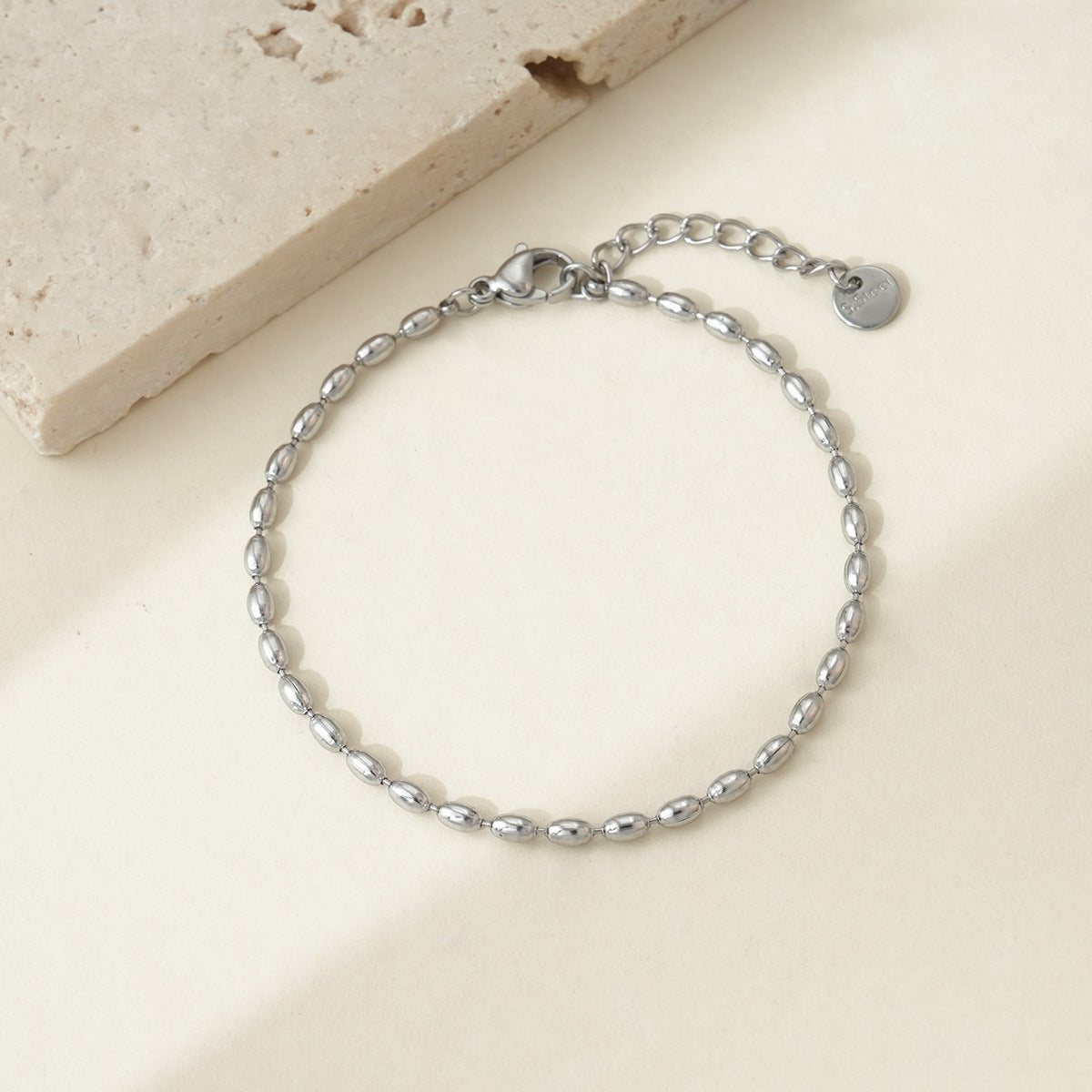 Wholesale Titanium steel rice grain steel bead necklace