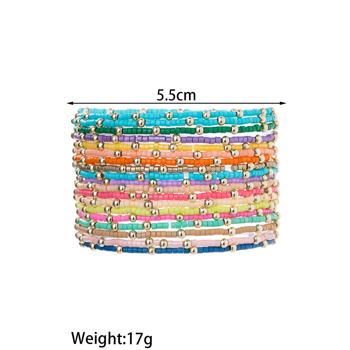 Wholesale  Color Beads Beads Gold Beads Multi-Layer Stacked Stretch  Bracelet