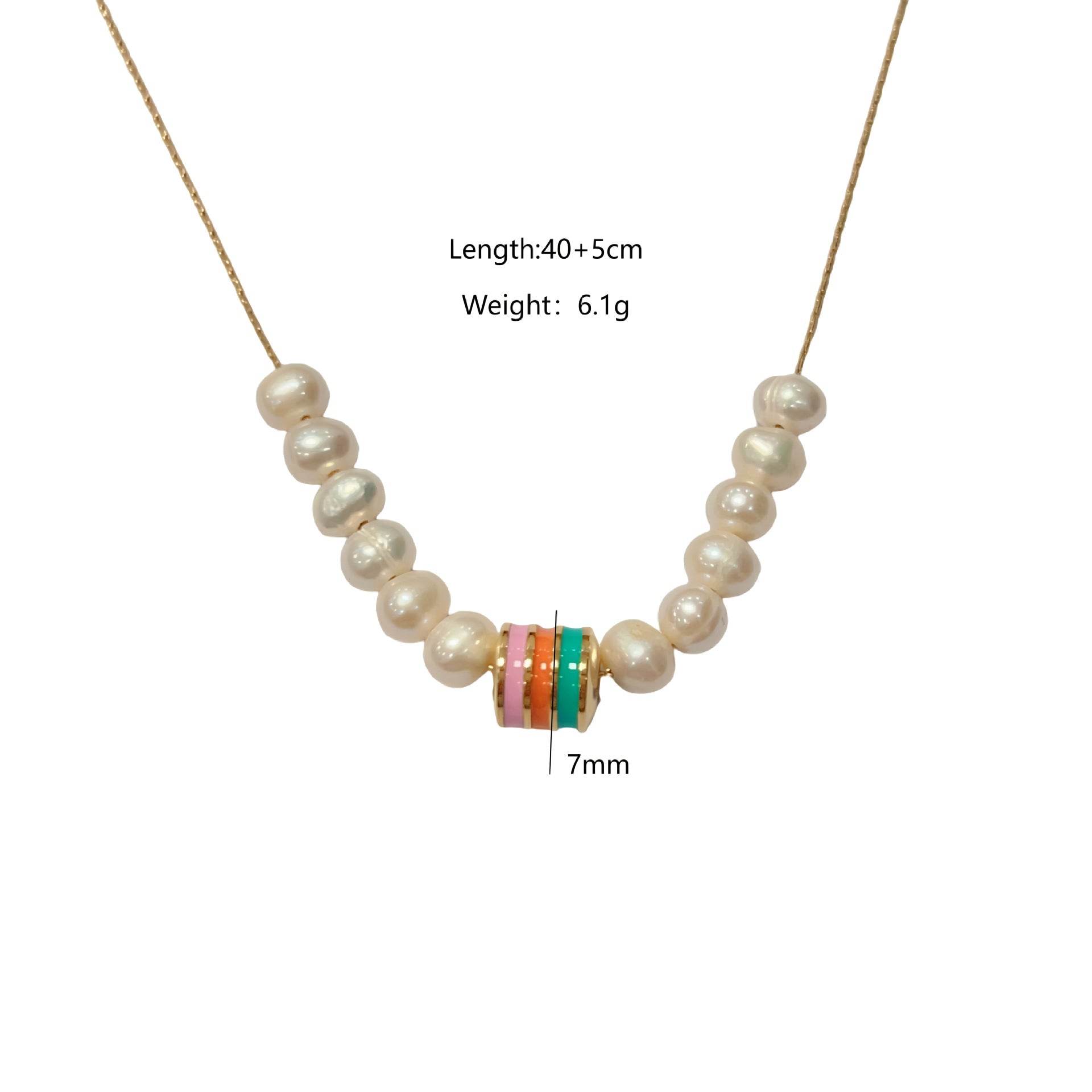 Wholesale Stainless Steel Handmade Natural Pearl Colorful Oil Drop Necklace