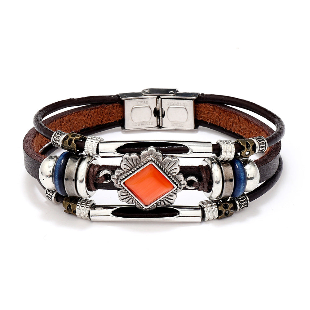 Wholesale Leather vintage multi-layer bracelet